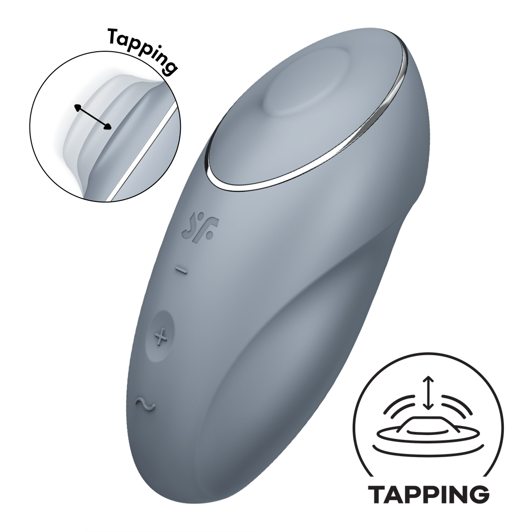 2 - in - 1 Vibrator - Blauwgrijs - Pleasureplay Producten,Toys,Vibrators,Clitoris Stimulator,Lay - on Vibrator,Nieuwe Producten,,GeslachtsneutraalSatisfyer