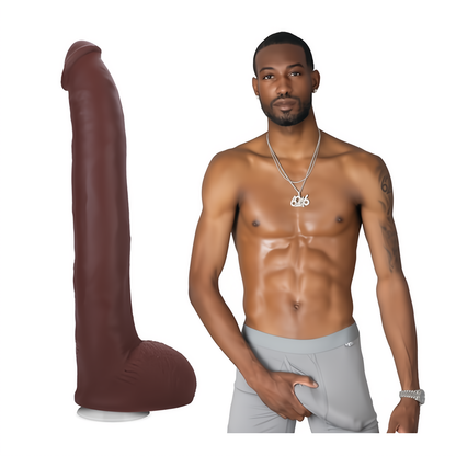 Realistische Dildo Met Dual Density - 29 cm Chocolade