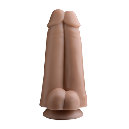 Dubbele Dildo Met Zuignap - Huidskleur