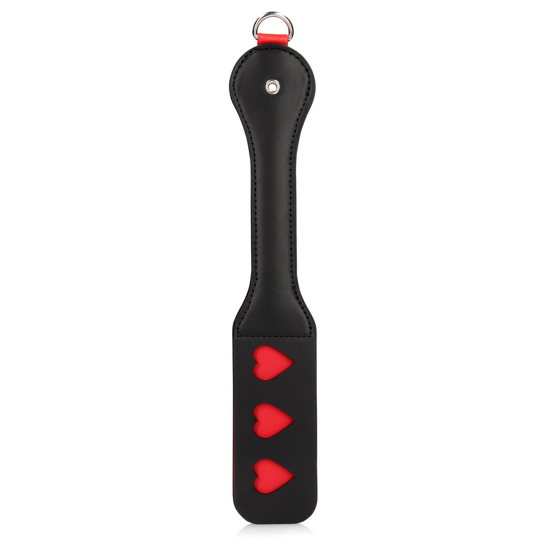 'BDSM Harten Paddle met Metalen Anaalplug - Zwart/Zilver' - EroticToyzPeddelsOuch! by Shots