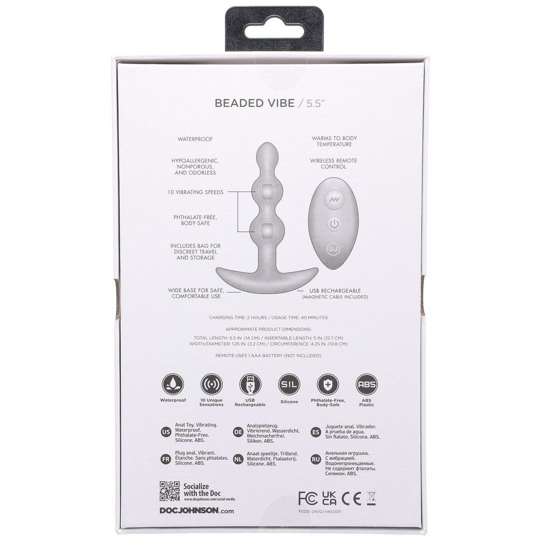 Beaded Vibe - Silicone Anal Plug with Remote Control - EroticToyzProducten,Toys,Anaal Toys,Buttplugs Anale Dildo's,Buttplugs Anale Dildo's Vibrerend,,GeslachtsneutraalDoc Johnson