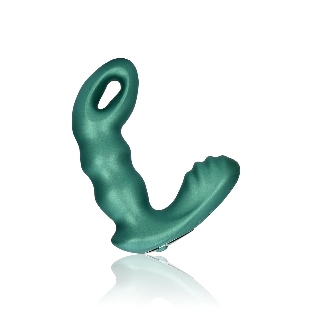 Beaded Vibrating Prostate Massager with Remote Control - Metallic Green - EroticToyzProducten,Toys,Anaal Toys,Prostaatstimulatoren,,MannelijkOuch! by Shots