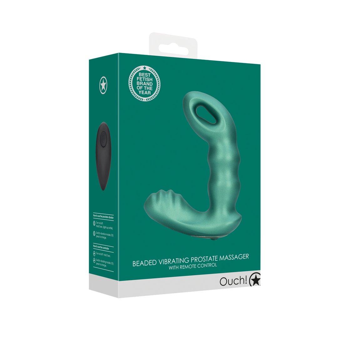 Beaded Vibrating Prostate Massager with Remote Control - Metallic Green - EroticToyzProducten,Toys,Anaal Toys,Prostaatstimulatoren,,MannelijkOuch! by Shots