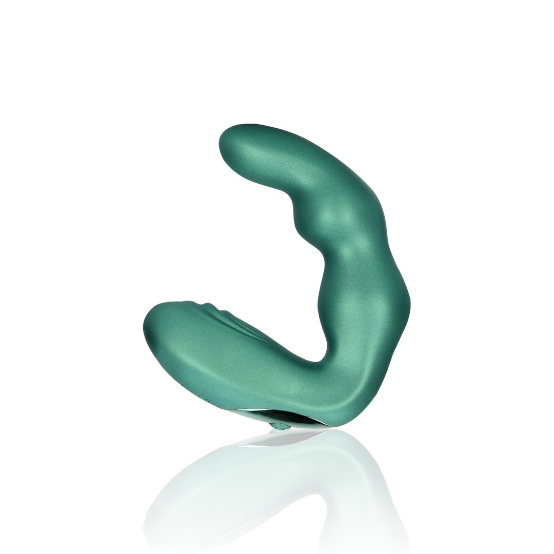 Bent Vibrating Prostate Massager with Remote Control - Metallic Green - EroticToyzProducten,Toys,Anaal Toys,Prostaatstimulatoren,,MannelijkOuch! by Shots