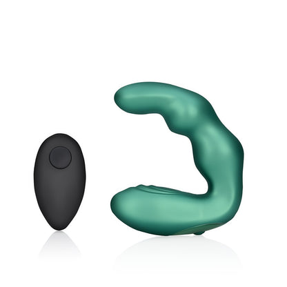 Bent Vibrating Prostate Massager with Remote Control - Metallic Green - EroticToyzProducten,Toys,Anaal Toys,Prostaatstimulatoren,,MannelijkOuch! by Shots