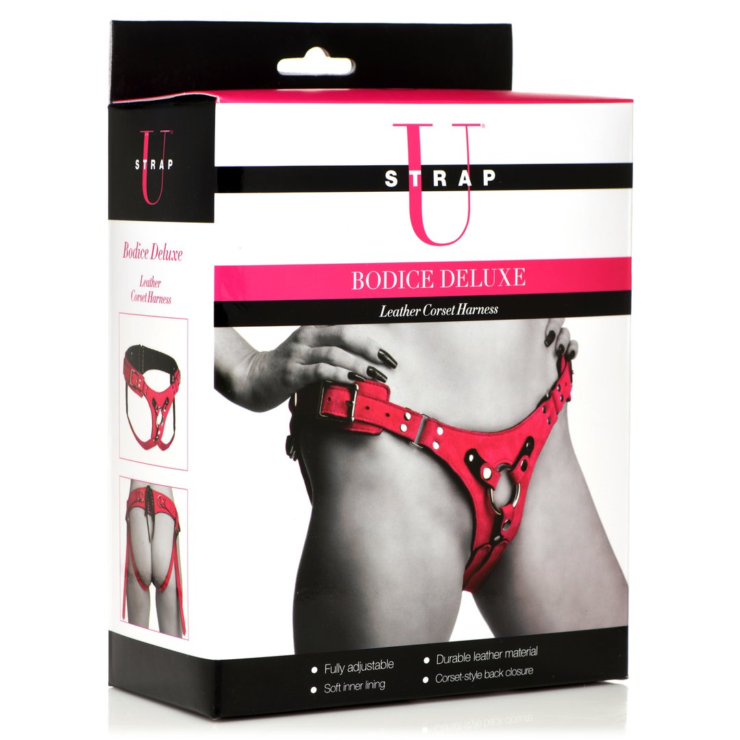 Bodice Deluxe - Leather Corset Harness - Purple - EroticToyzProducten,Toys,Toys voor Koppels,Voorbinddildo's,Nieuwe Producten,,GeslachtsneutraalXR Brands