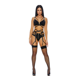 BoxSexy Buckle Up Lingerie Set met Ondersteunende Beha en Gouden Details - XL - EroticToyzSuper SaleForplay