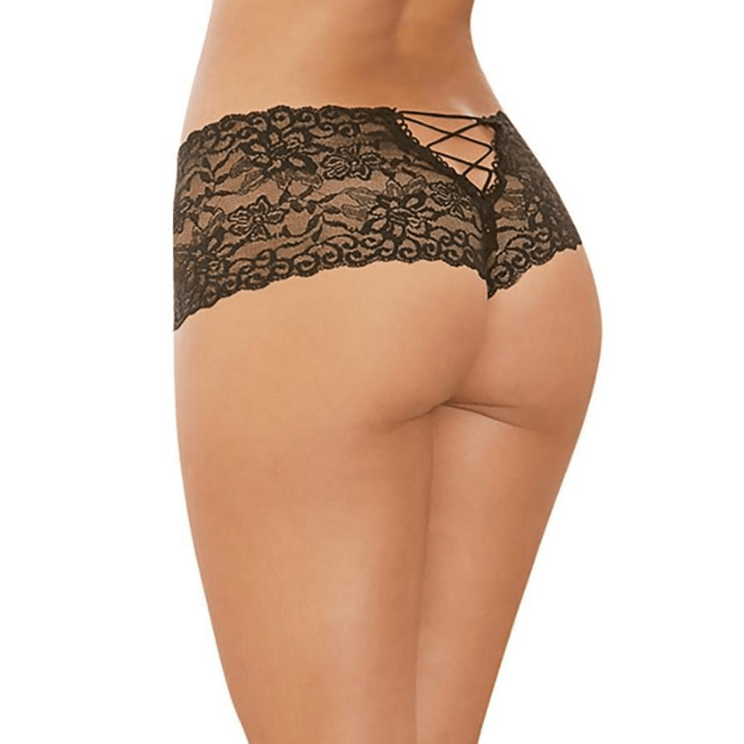 Boyshort Met Open Kruis - Zwart - Pleasureplay Strings en SlipjesDreamgirl
