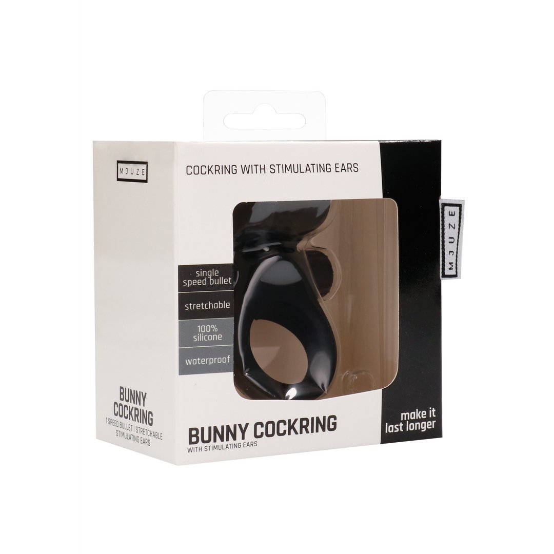 'Bunny Cockring met Vibrerende Oortjes - Zwart' - EroticToyzCockringenMjuze by Shots