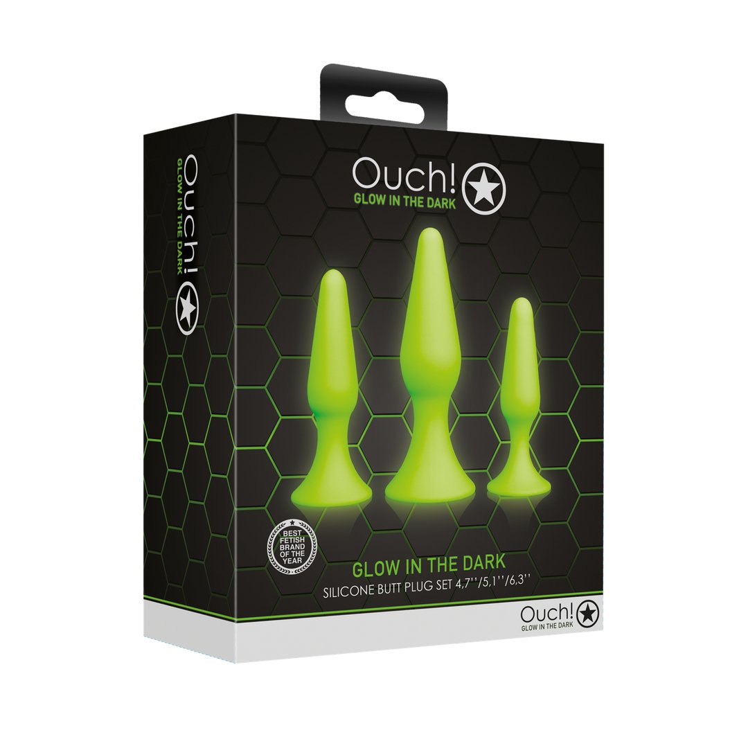 Butt Plug Set - Glow in the Dark - EroticToyzProducten,Toys,Anaal Toys,Buttplugs Anale Dildo's,Buttplugs Anale Dildo's Niet Vibrerend,,GeslachtsneutraalOuch! by Shots