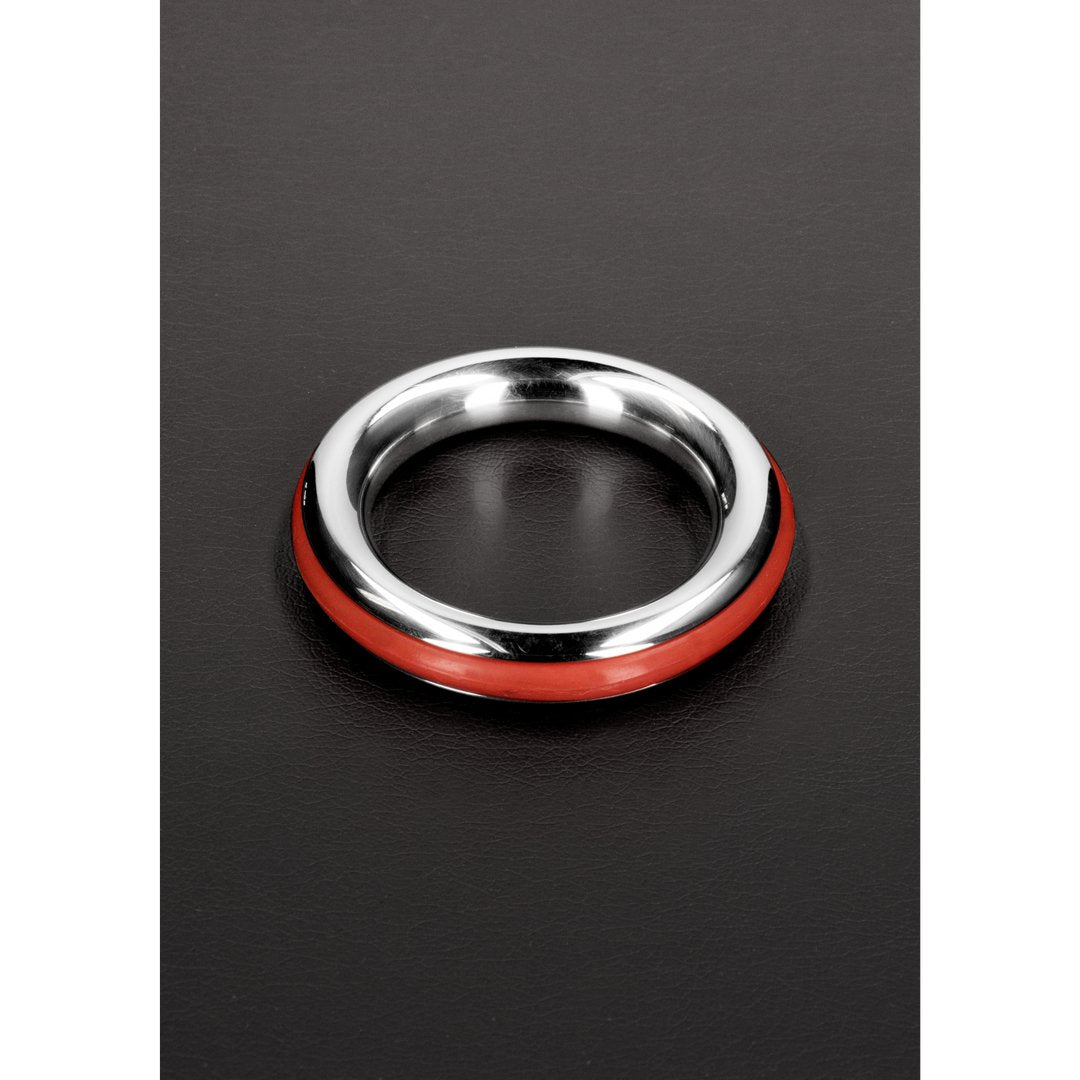 Cazzo Cockring Staal 1.8/45mm Met Siliconen Inleg - Rood - EroticToyzCockringenSteel by Shots