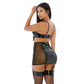 Contrast Vinyl & Mesh Rok Set XL - Zwart - EroticToyzRokjesForplay