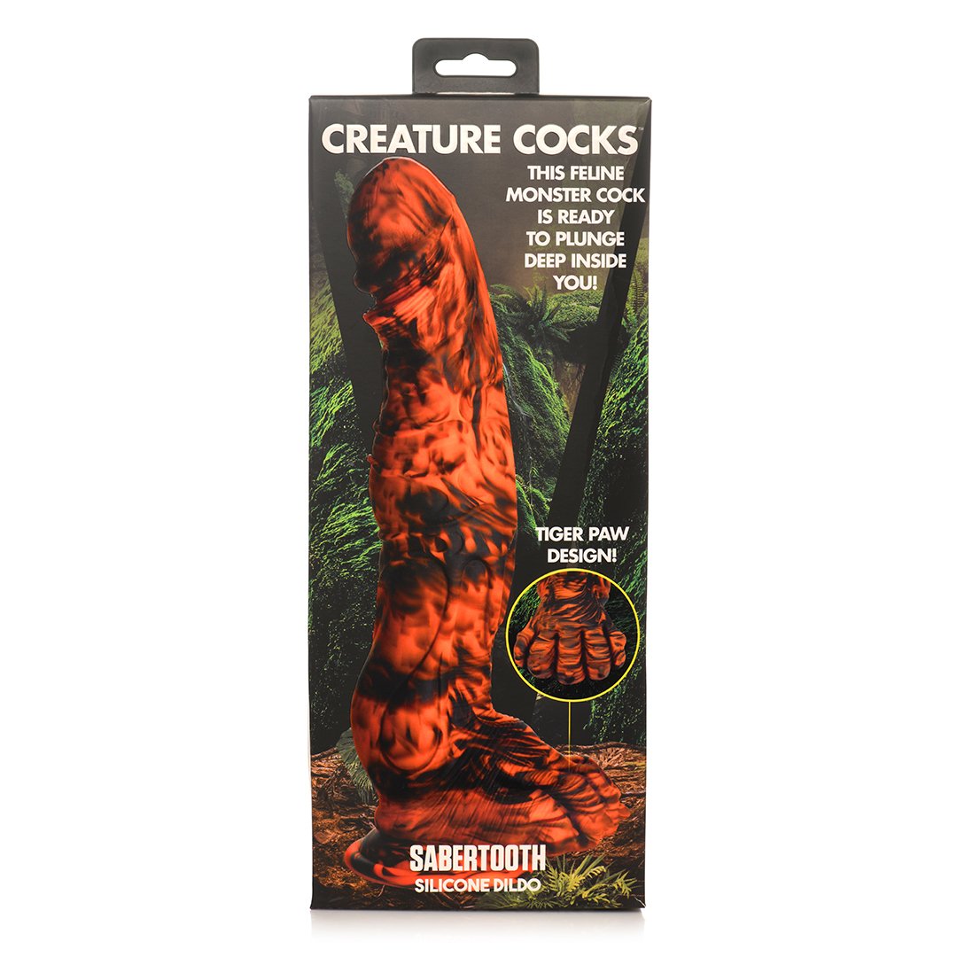 'Creature Cocks Sabretooth Dildo Met Zuignap - Oranje/Zwart' - EroticToyzNiet - Fallische Dildo'sXR Brands