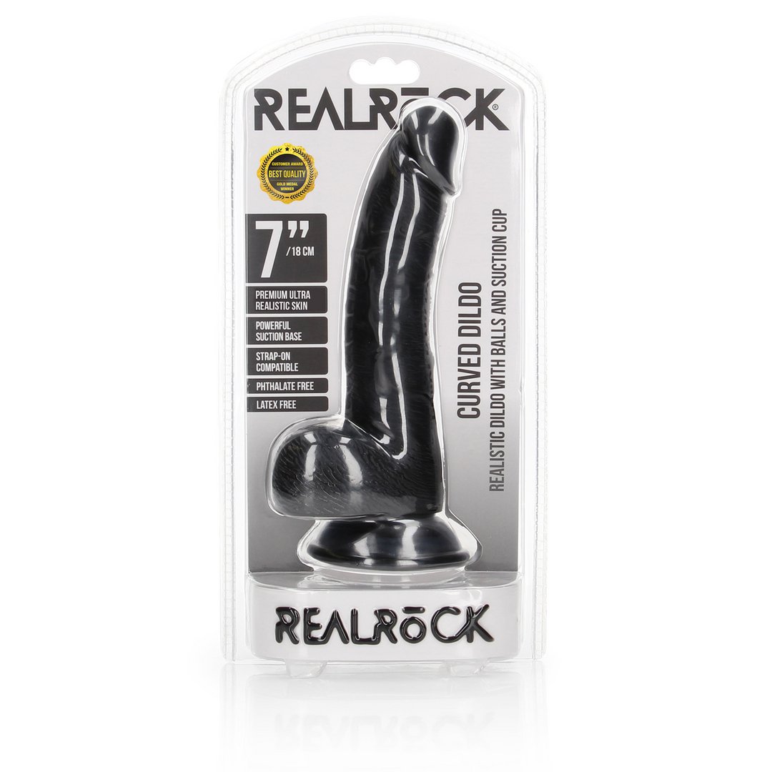 Curved Realistic Dildo with Balls and Suction Cup - 18 cm - EroticToyzProducten,Toys,Dildos,Realistische Dildo's,,GeslachtsneutraalRealRock by Shots