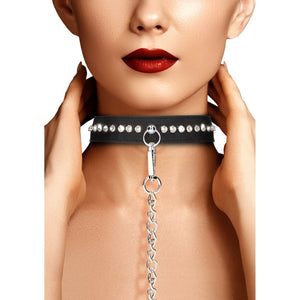 Diamond Studded Collar with Leash - EroticToyzProducten,Toys,Fetish,Riem Halsbanden,,GeslachtsneutraalOuch! by Shots