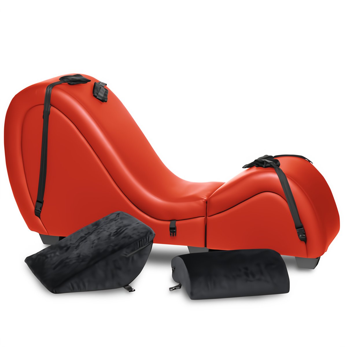 'Ergonomische Sex Chaise Met Fleece Manchetten - Rood' - EroticToyzBDSM MeubelsXR Brands