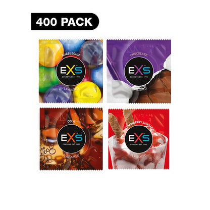 EXS Mix Smaken Condooms - 400 Stuks - Chocolade, Aardbei, Cola & Kauwgom - EroticToyzCondooms voor MannenEXS