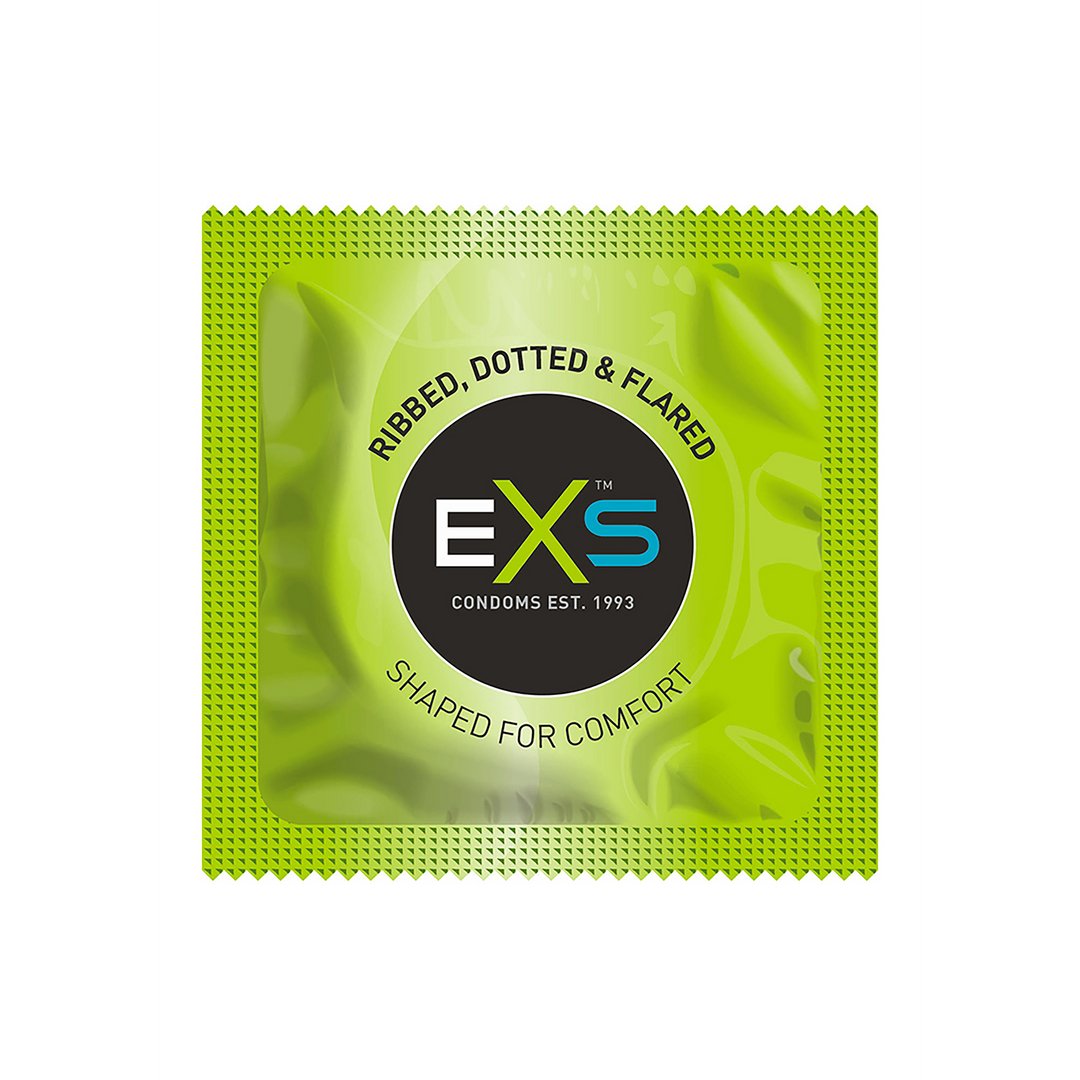 EXS Ribbed Dotted and Flared - Condoms - 3 Pieces - EroticToyzProducten,Veilige Seks, Verzorging Hulp,Veilige Seks,Condooms voor Mannen,,MannelijkEXS