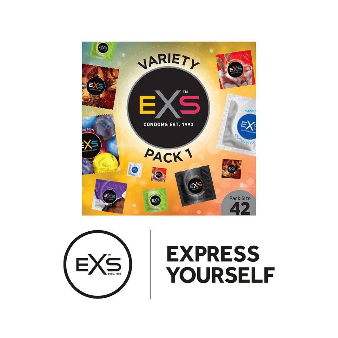 EXS Variety Pack 1 - Condoms - 42 Pieces - EroticToyzProducten,Veilige Seks, Verzorging Hulp,Veilige Seks,Condooms voor Mannen,,MannelijkEXS