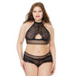 Lingerieset Met Visnet Haltertop En Booty Shorts - Plus Size - Pleasureplay Queen sizeCoquette
