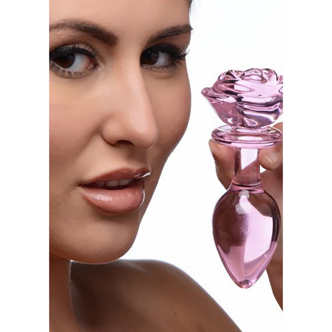 Glazen Buttplug - Roze Roos - Groot Formaat - EroticToyzProducten,Toys,Anaal Toys,Buttplugs Anale Dildo's,Buttplugs Anale Dildo's Niet Vibrerend,,GeslachtsneutraalXR Brands