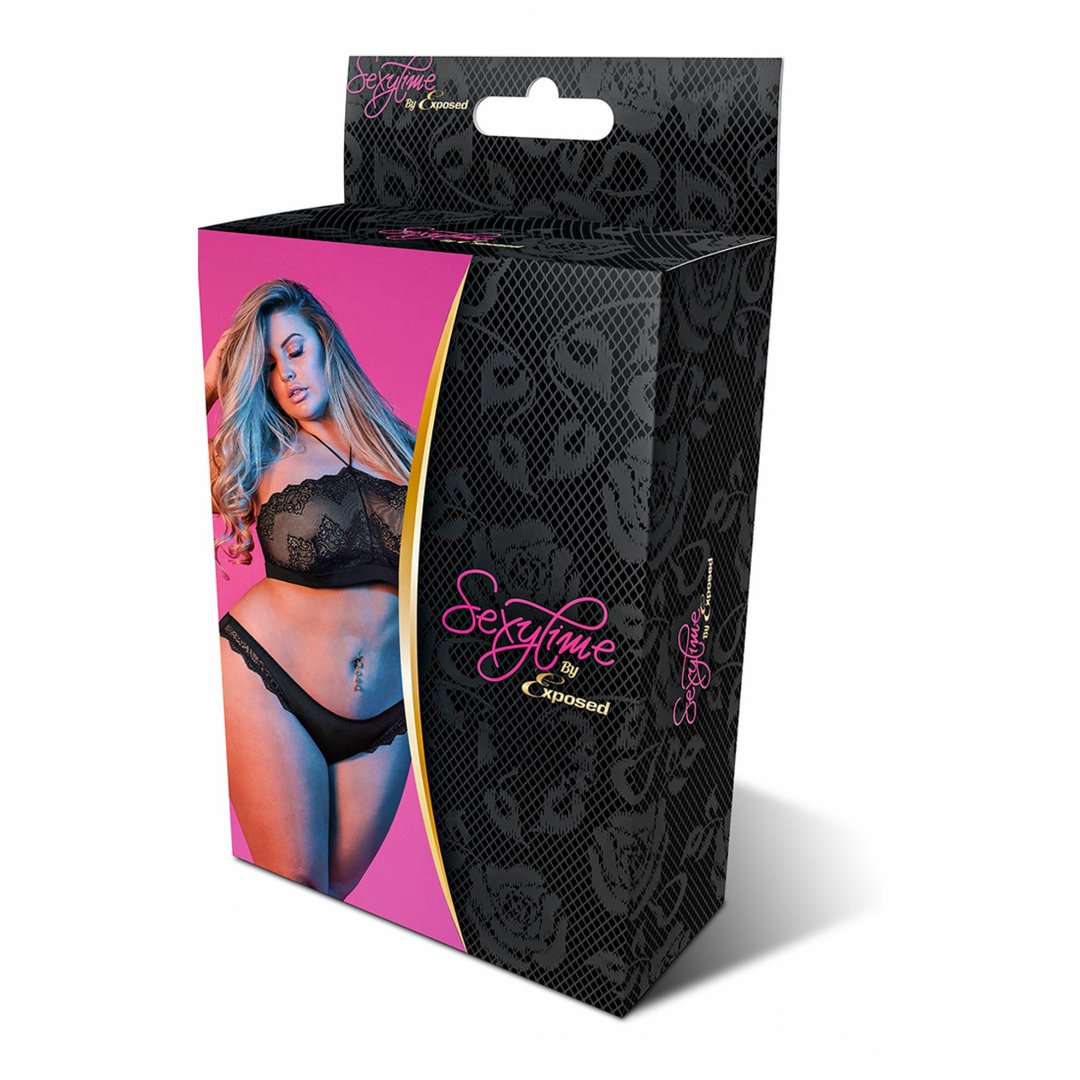 Halter Bandeaux and Panty Set - 2XL - Black - EroticToyzProducten,Lingerie,Lingerie voor Haar,2 - Delige Set,Queen size,,VrouwelijkMagic Silk