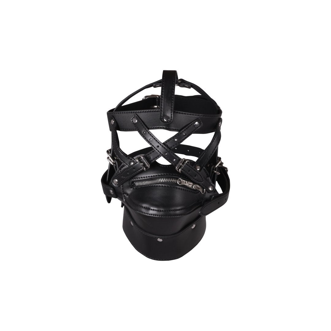 Head Harness with Zip - up Mouth and Lock - Black - EroticToyzProducten,Toys,Fetish,Maskers,Gezichtsmasker,,Ouch! by Shots