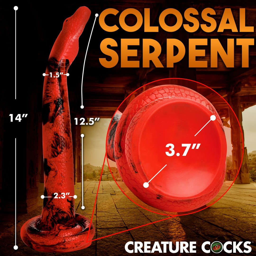 King Cobra Dildo 36 cm – Rood/Zwart – Met Zuignap - EroticToyzNiet - Fallische Dildo'sXR Brands