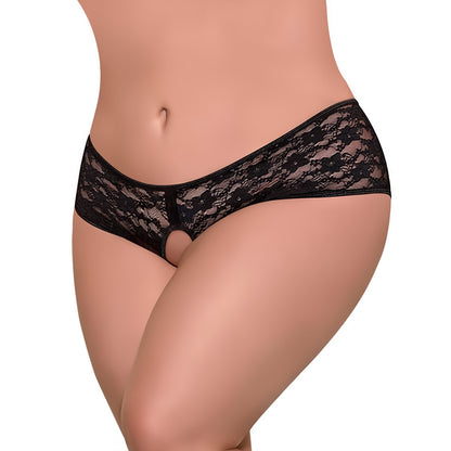 Lace Split Back Boy Short - 2XL - Black - EroticToyzProducten,Lingerie,Lingerie voor Haar,Queen size,Strings en Slipjes,,VrouwelijkMagic Silk