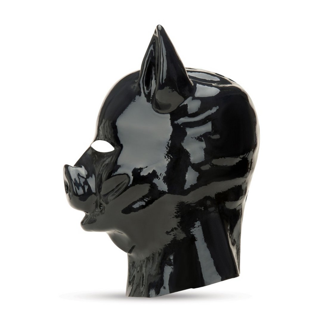 Latex Pig Hood Black - EroticToyzFetish MaskerProwler Red