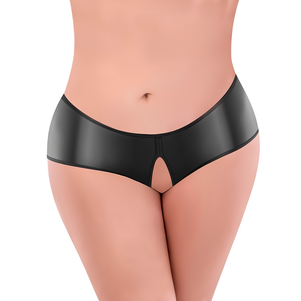 Liquid Onyx Split Back Boy Short - 2XL - Black - EroticToyzProducten,Lingerie,Lingerie voor Haar,Queen size,Strings en Slipjes,,VrouwelijkMagic Silk