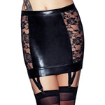 Lorena Wetlook Rok met Kant en Kousenband - Zwart M - EroticToyzKousenbanden/Jarretels7 Heaven