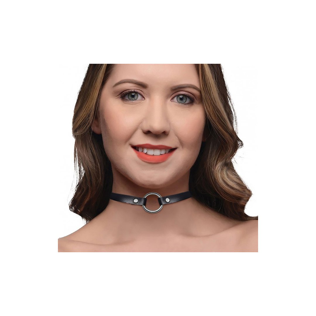 Lush Pet Smalle Choker met Zilveren O - ring - Zwart - EroticToyzRiem HalsbandenXR Brands