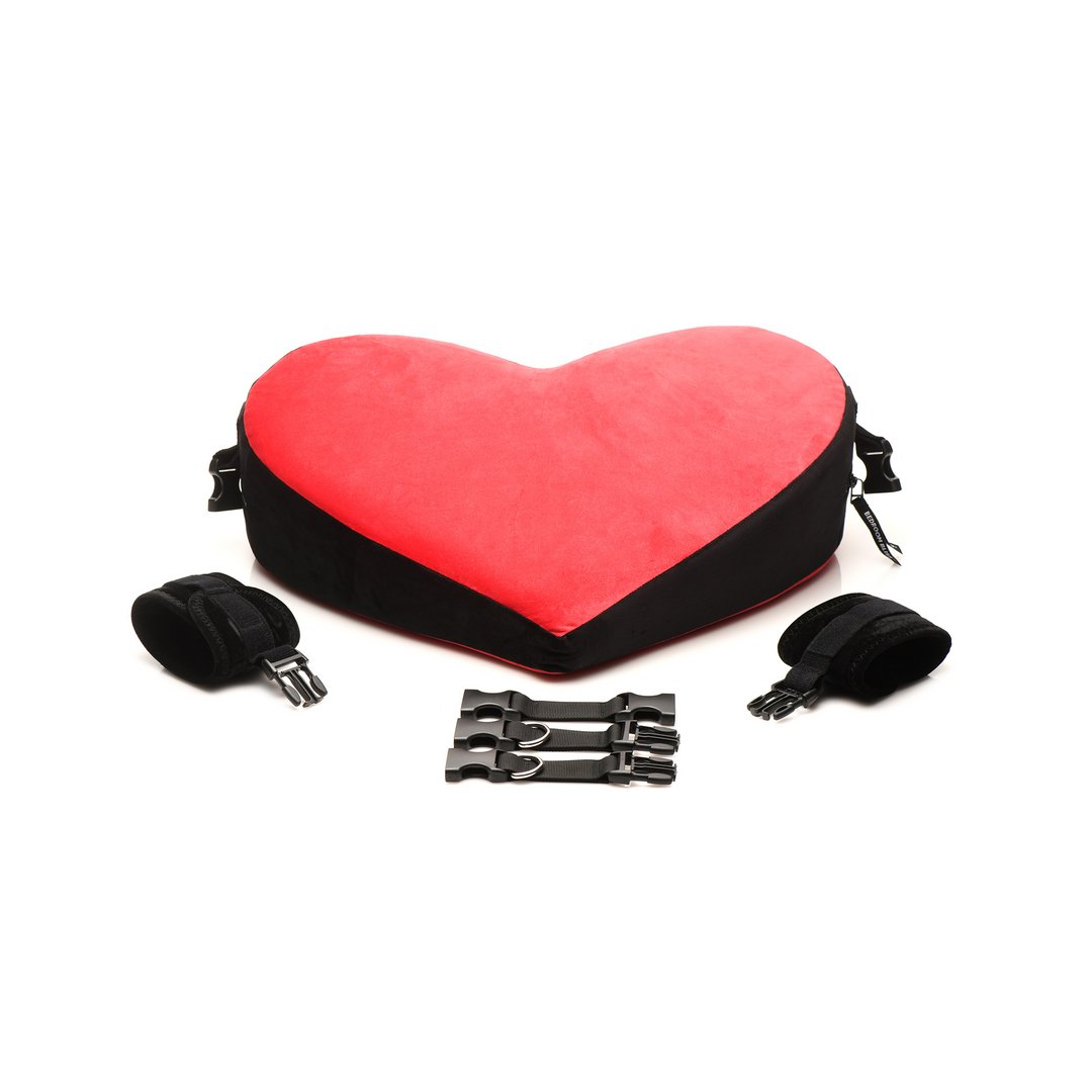 'Luxe Bondage Kussen met Manchetten - Zwart/Rood' - EroticToyzMeubelsXR Brands