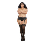 Luxe Sheer Dijhoge Kousen met Kant - Plus Size - Zwart - EroticToyzProducten,Lingerie,Lingerie voor Haar,Queen size,Accessoires Lingerie,Kousen,,VrouwelijkDreamgirl