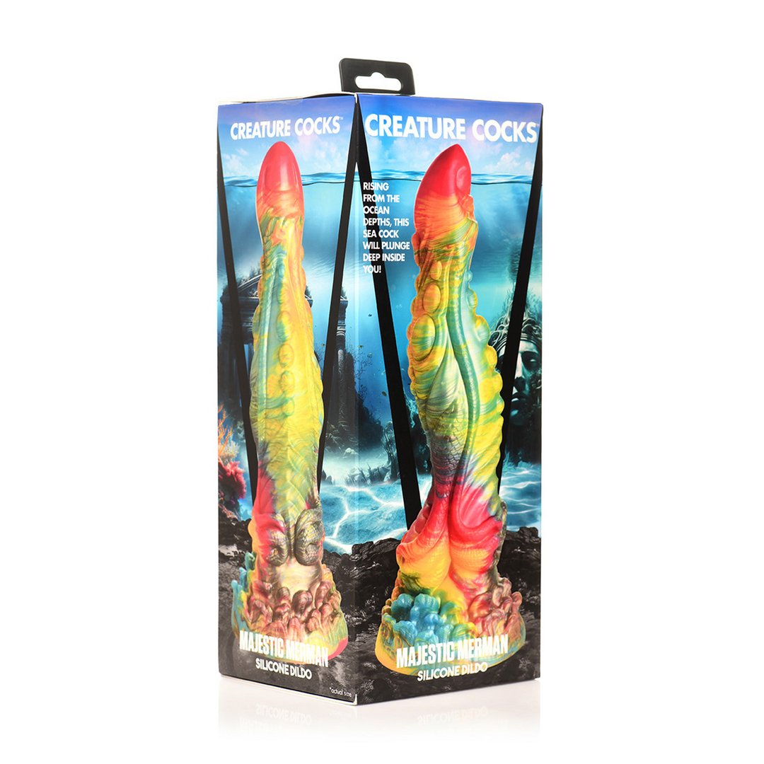 Majestic Merman Silicone Dildo 26 cm - Regenboogkleur - EroticToyzNiet - Fallische Dildo'sXR Brands