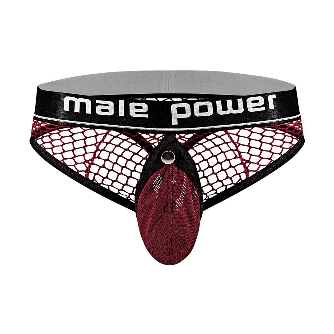 Male Power Cock Ring Thong Met Snap - Off Zakje - Bourgondisch (L/XL) - EroticToyzStringsMale Power