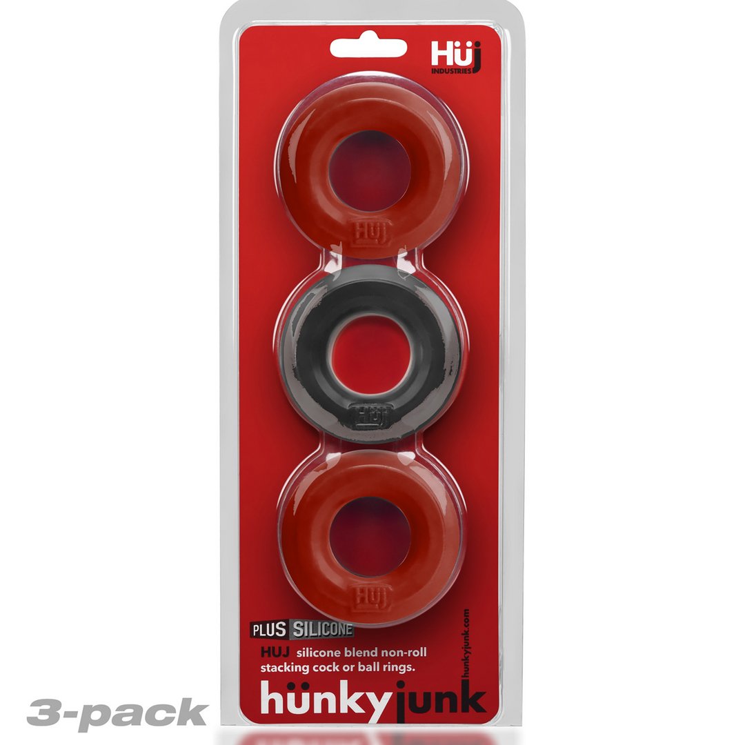 **Mister B Huj3 Cockring Set van 3 - Cherry Ice/Tar Ice** - EroticToyzCockringenHunkyjunk