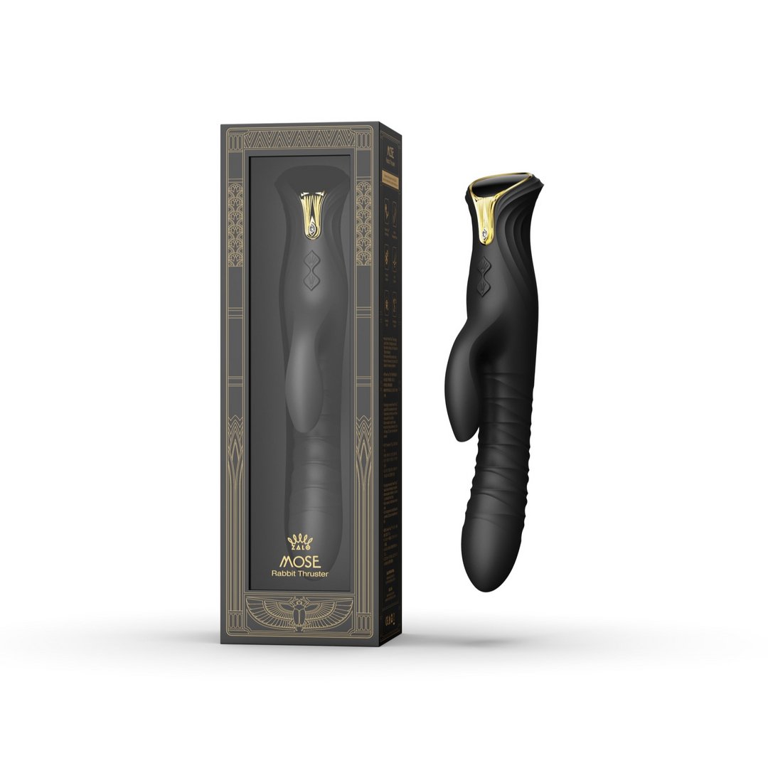 Mose PowerThrust Rabbit Vibrator - Obsidiaan Zwart - EroticToyzThrusting VibratorsZalo