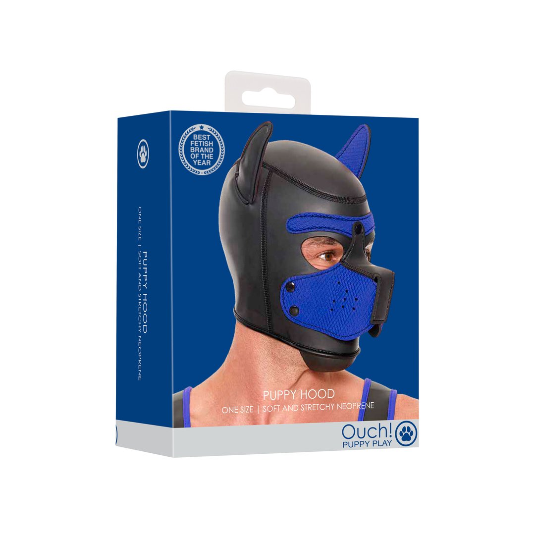 'Neopreen Puppy Masker met Afneembare Snuit - Blauw' - EroticToyzGezichtsmaskerOuch! by Shots