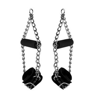 Nubuck Lederen Suspension Cuffs met Bontvoering en Grip - Zwart - EroticToyzHandboeienXR Brands