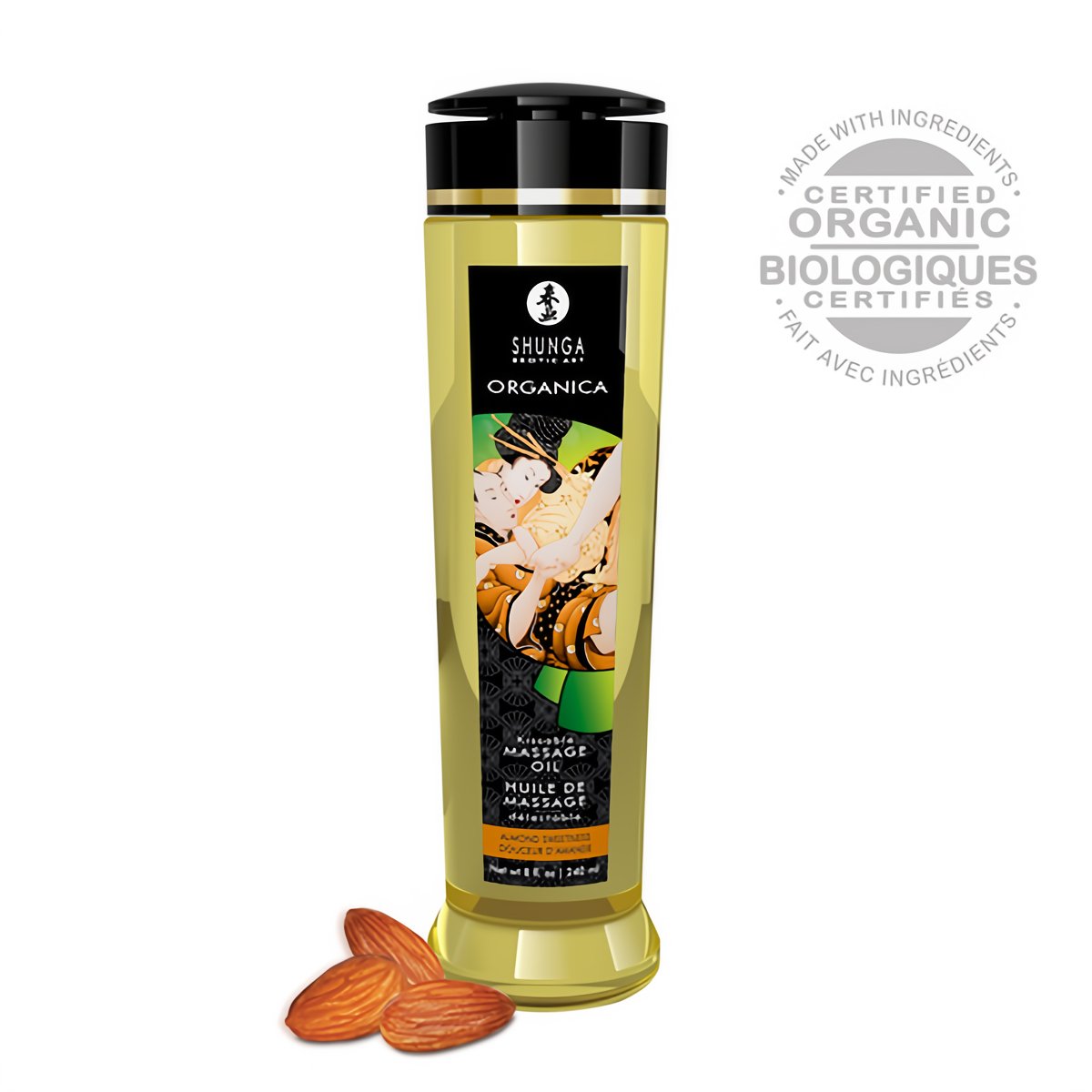 Organica Massageolie Amandelzoetheid 240 ml - Eetbaar en Sensueel - EroticToyzMassage OliënShunga