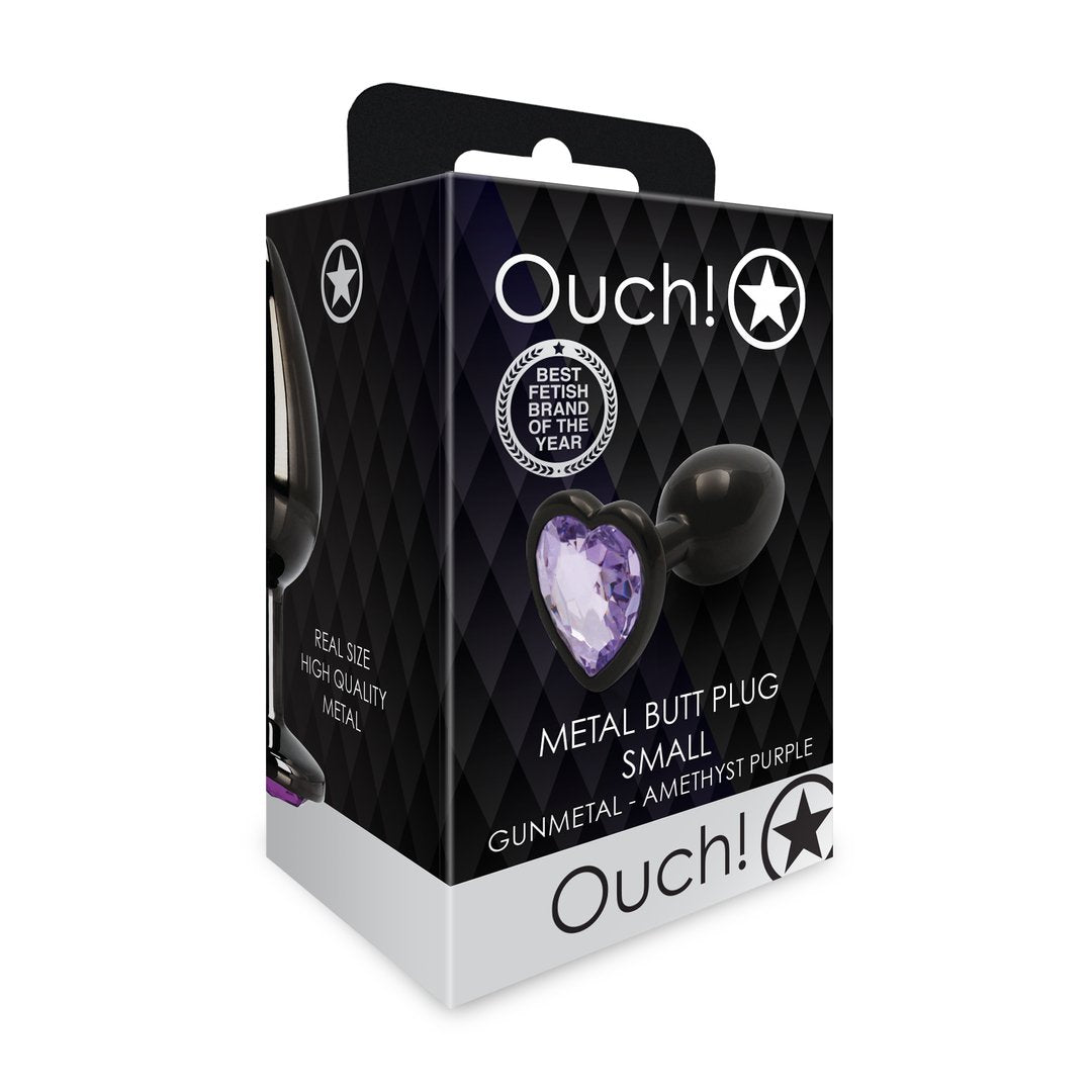 Ouch! Heart Gem Anale Plug Klein - Gunmetal/Amethist Paars - EroticToyzButtplugs Anale Dildo's Niet VibrerendOuch! by Shots