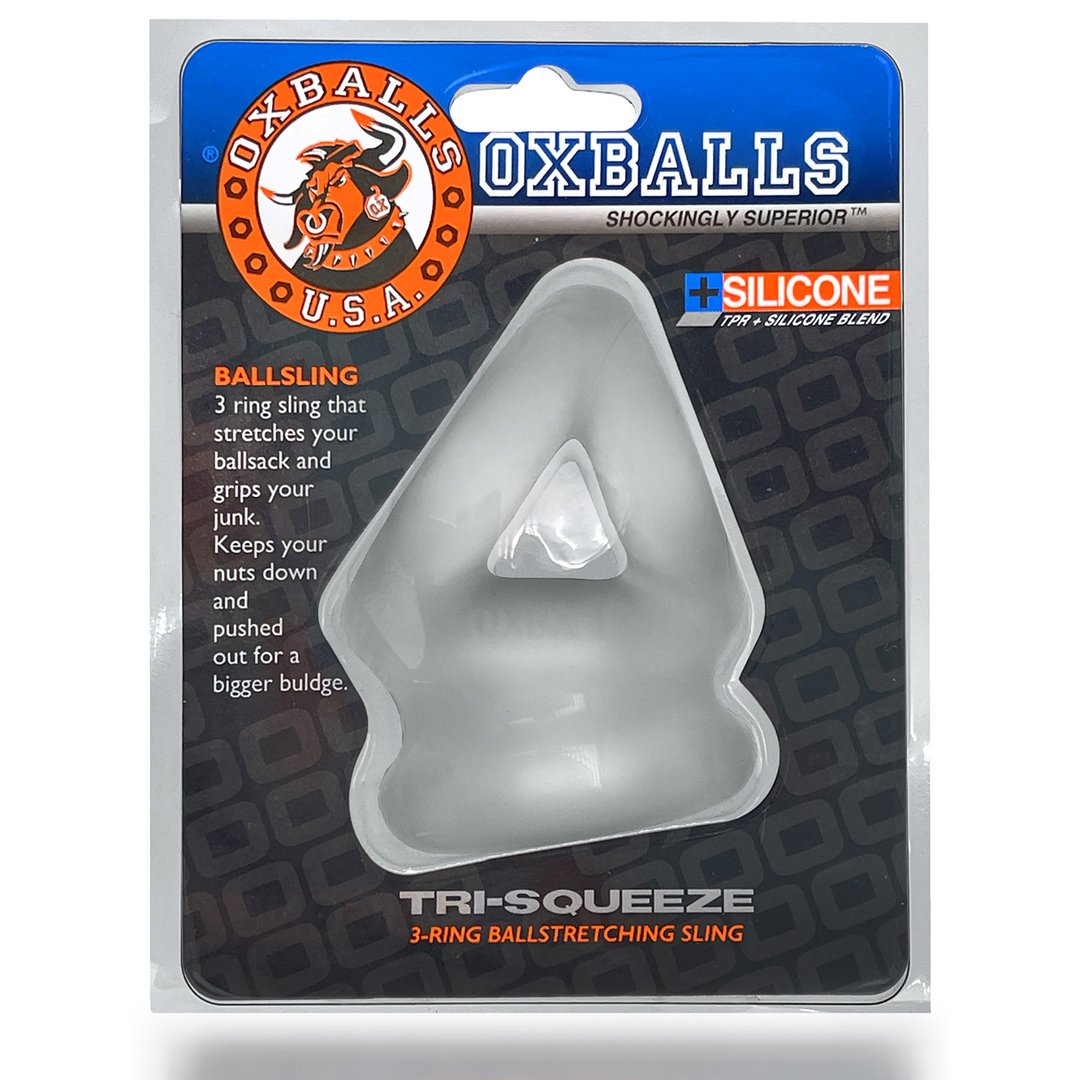 Oxballs TriSqueeze 3Ring Cockring met Balstretcher - Transparant - EroticToyzBall StrapsOxballs