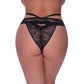 Peek - a - Boo Cheeky Slip - 2XL - Zwart - EroticToyzProducten,Lingerie,Lingerie voor Haar,Queen size,Strings en Slipjes,,VrouwelijkMagic Silk