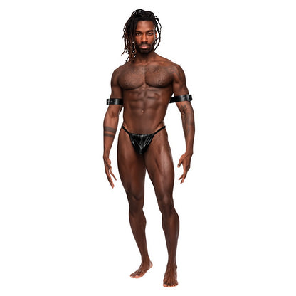 Pisces - One Size - Zwart - Comfortabele Armboeien met Verstelbare Gespen en Decoratieve Studs - EroticToyzProducten,Toys,Fetish,Restraints,Lingerie,Lingerie voor Hem,Fetishkleding voor Hem,,MannelijkMale Power