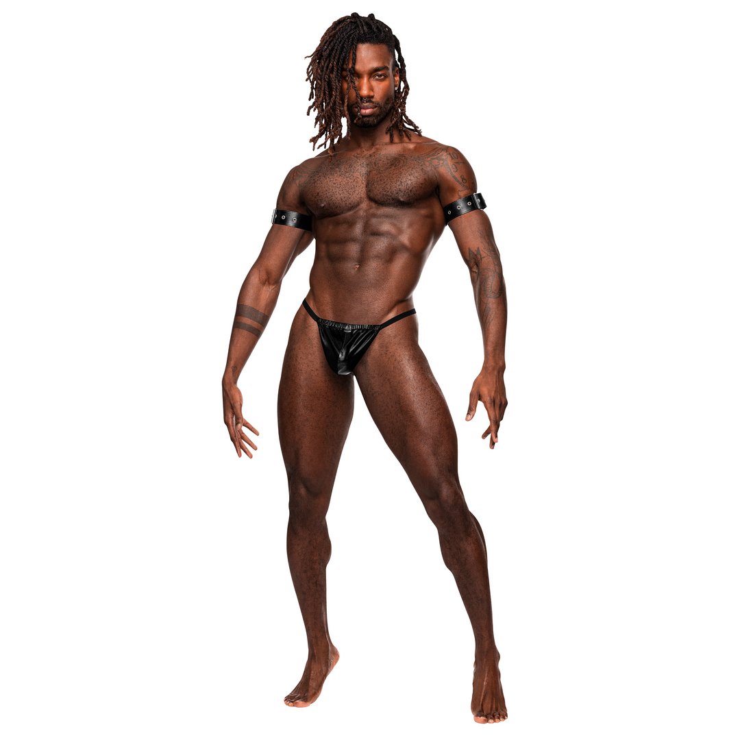 Pisces - One Size - Zwart - Comfortabele Armboeien met Verstelbare Gespen en Decoratieve Studs - EroticToyzProducten,Toys,Fetish,Restraints,Lingerie,Lingerie voor Hem,Fetishkleding voor Hem,,MannelijkMale Power