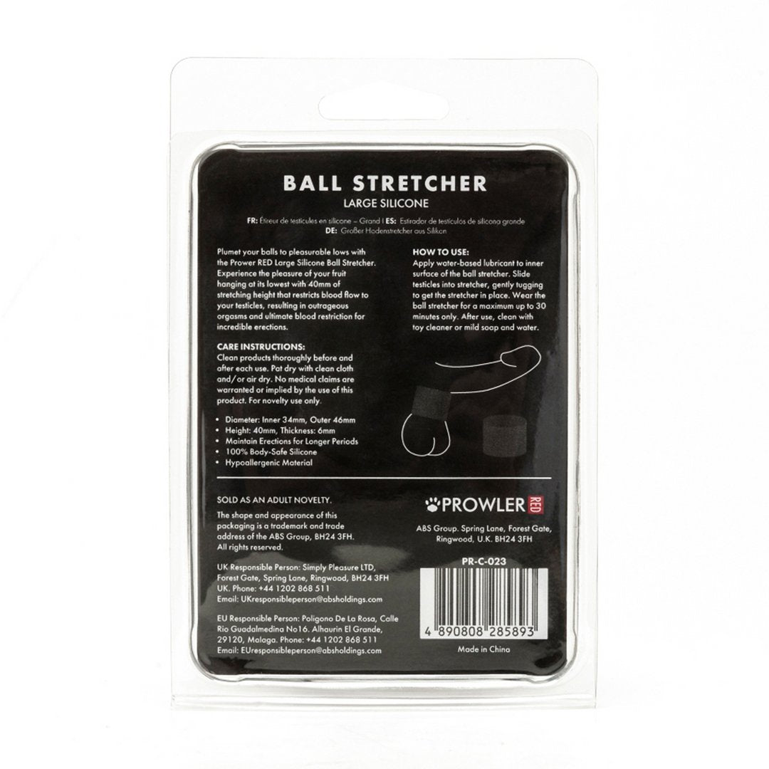 Prowler RED Silicone Ball Stretcher Groot - Zwart - EroticToyzBall StrapsProwler Red