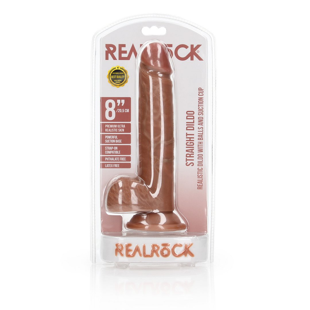 RealRock Realistische Rechte Dildo met Ballen en Zuignap - 20,5 cm - EroticToyzProducten,Toys,Dildos,Realistische Dildo's,,GeslachtsneutraalRealRock by Shots