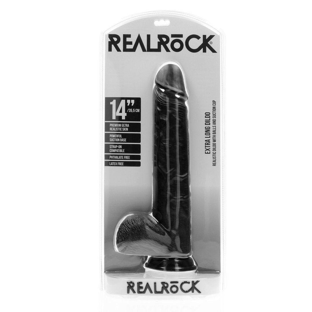 RealRock XL Dildo met Ballen 35,5 cm - Zwart - EroticToyzRealistische Dildo'sRealRock by Shots